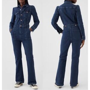 NEW GAP Blue Jean Jumpsuit Western Denim Long Sleeve Women's Size 0